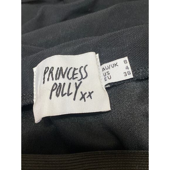 Princess Polly Women Black High Waisted Straight Pencil Midi Slip Skirt Size 4 - Picture 4 of 4